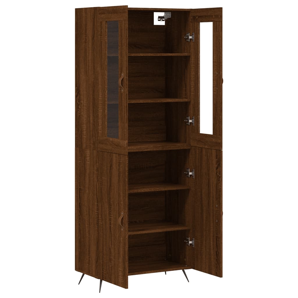 Tall cabinet, brown oak, 69.5x34x180 cm, composite wood