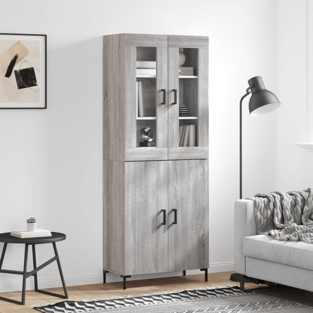 Tall cabinet, sonoma gray, 69.5x34x180 cm, composite wood