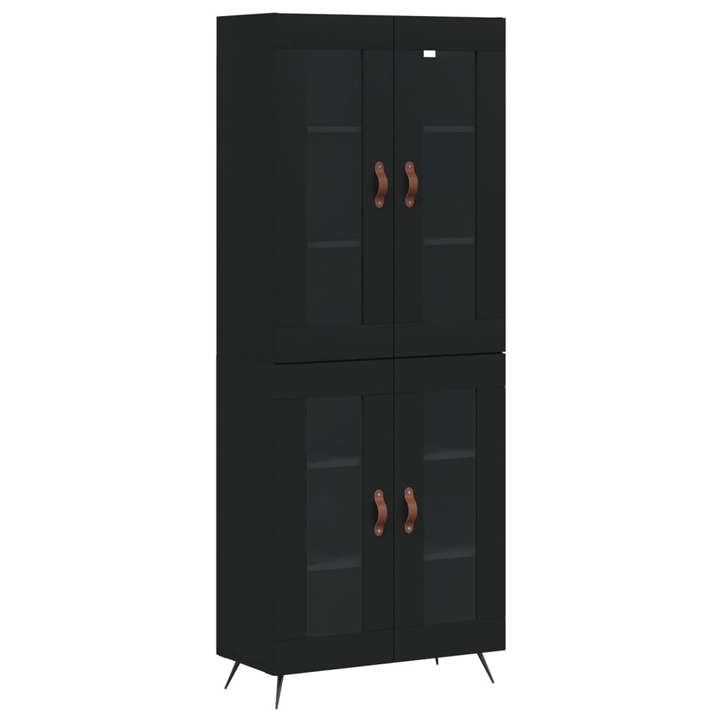 Tall cabinet, black, 69.5x34x180 cm, composite wood