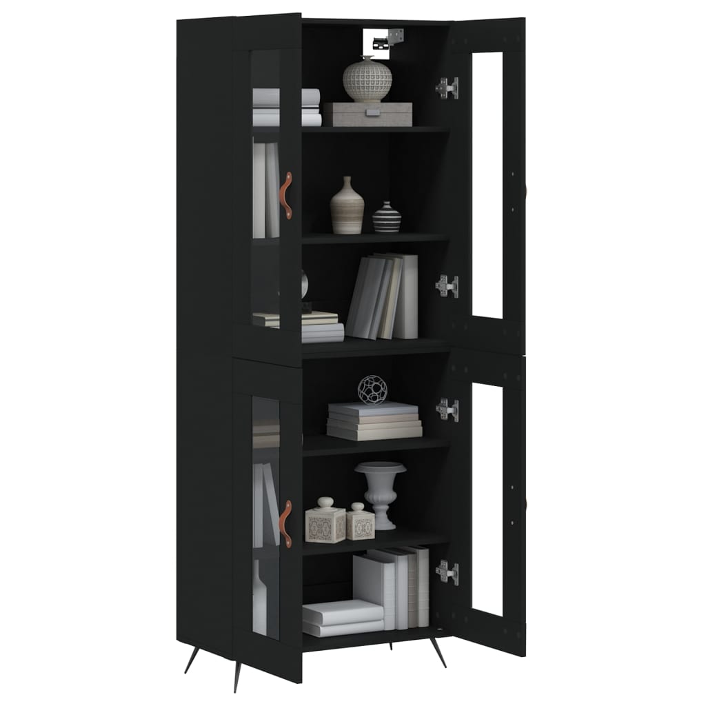 Tall cabinet, black, 69.5x34x180 cm, composite wood