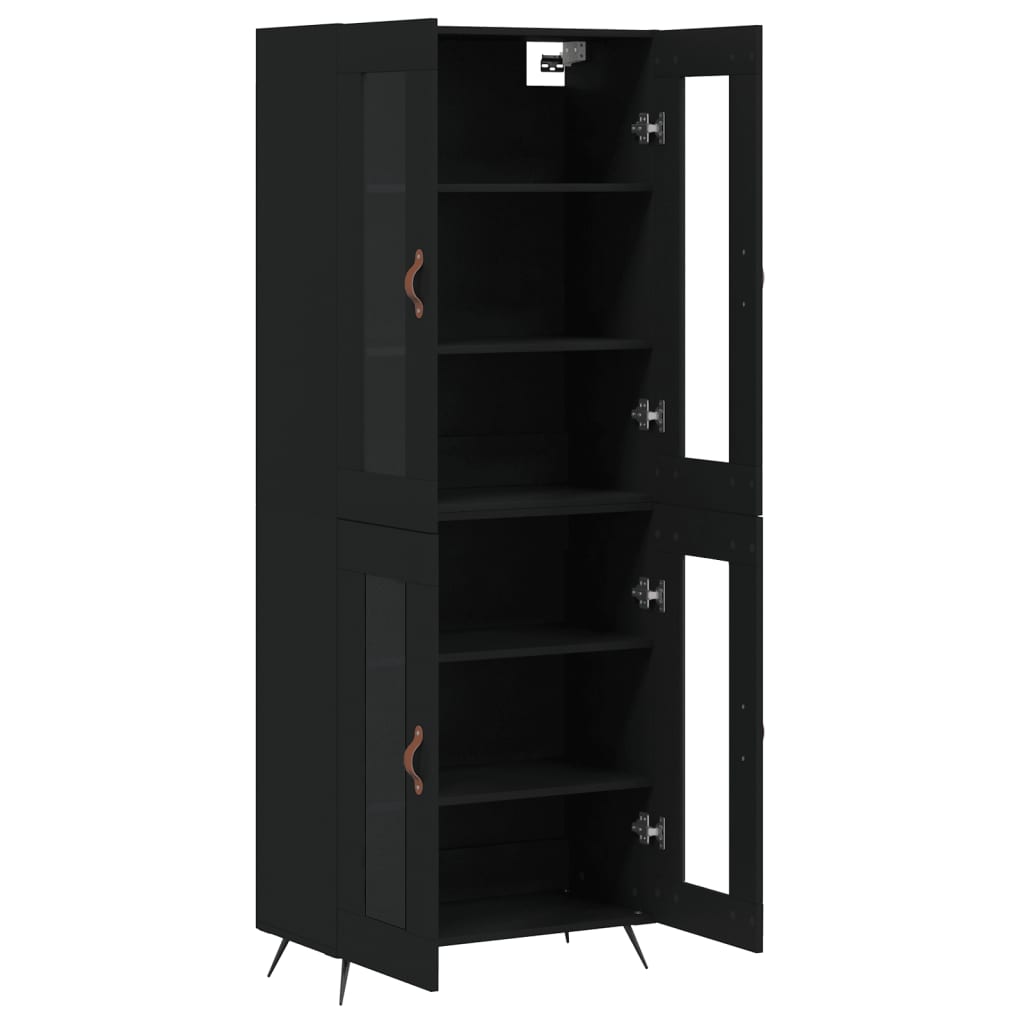 Tall cabinet, black, 69.5x34x180 cm, composite wood