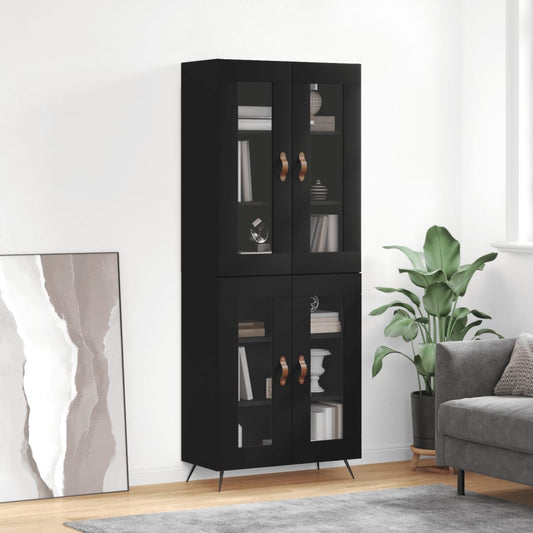 Tall cabinet, black, 69.5x34x180 cm, composite wood