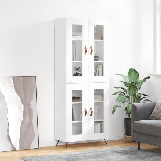 Tall cabinet, high-gloss white, 69.5x34x180 cm, composite wood