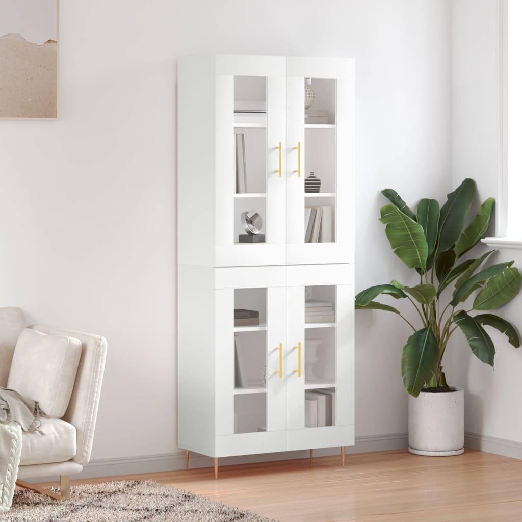 Tall cabinet, white, 69.5x34x180 cm, composite wood