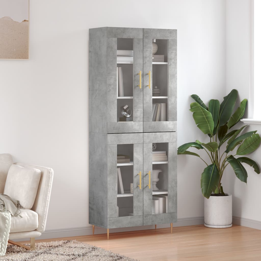 Tall cabinet, concrete gray, 69.5x34x180, composite wood