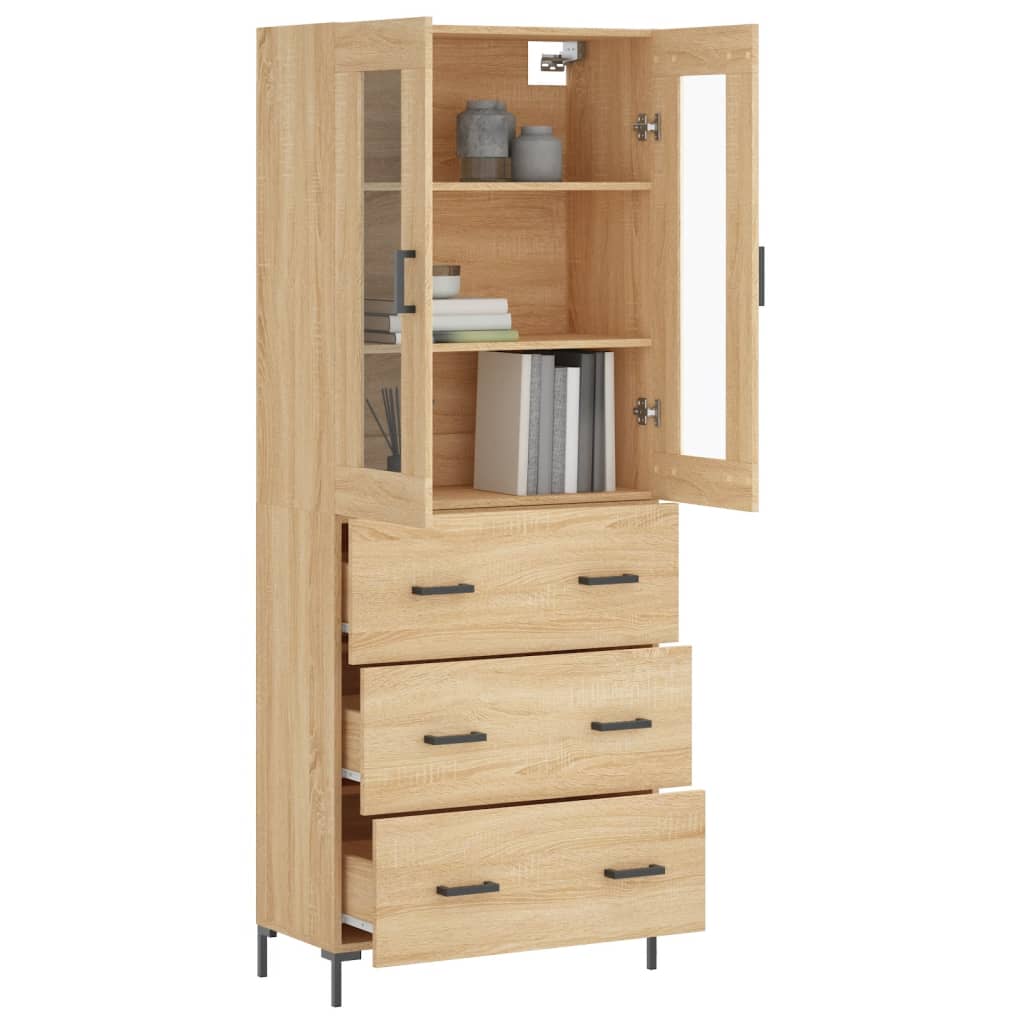 Tall cabinet, sonoma oak, 69.5x34x180 cm, composite wood