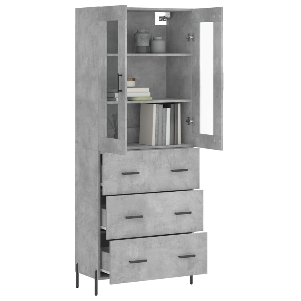 Tall cabinet, concrete gray, 69.5x34x180, composite wood