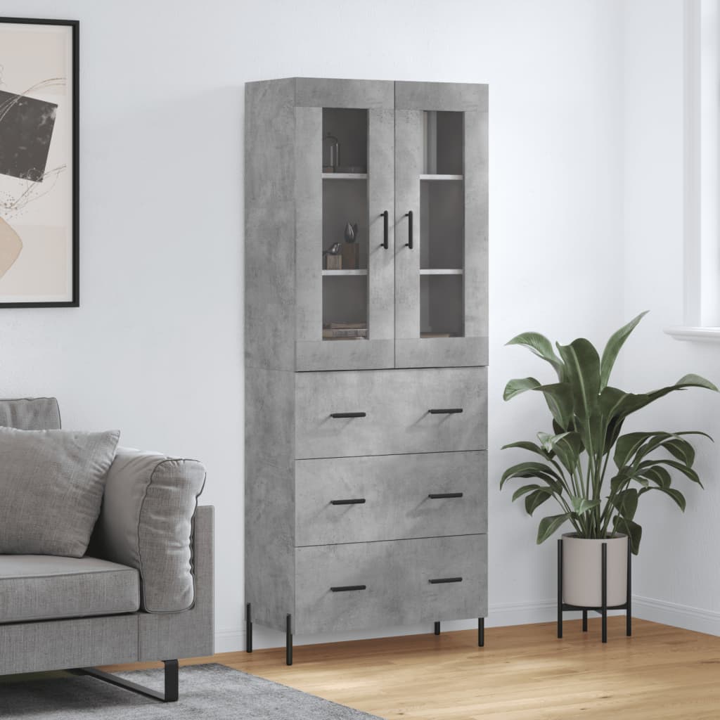 Tall cabinet, concrete gray, 69.5x34x180, composite wood