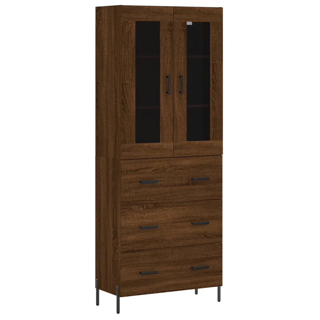 Tall cabinet, brown oak, 69.5x34x180 cm, composite wood