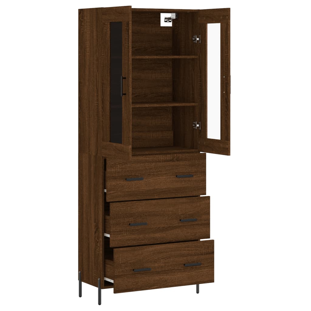 Tall cabinet, brown oak, 69.5x34x180 cm, composite wood