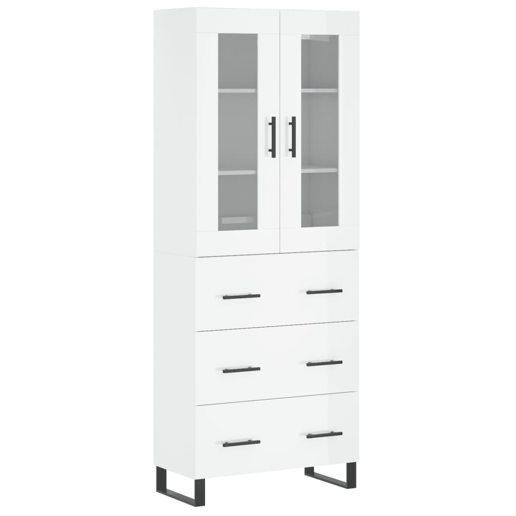 Tall cabinet, high-gloss white, 69.5x34x180 cm, composite wood