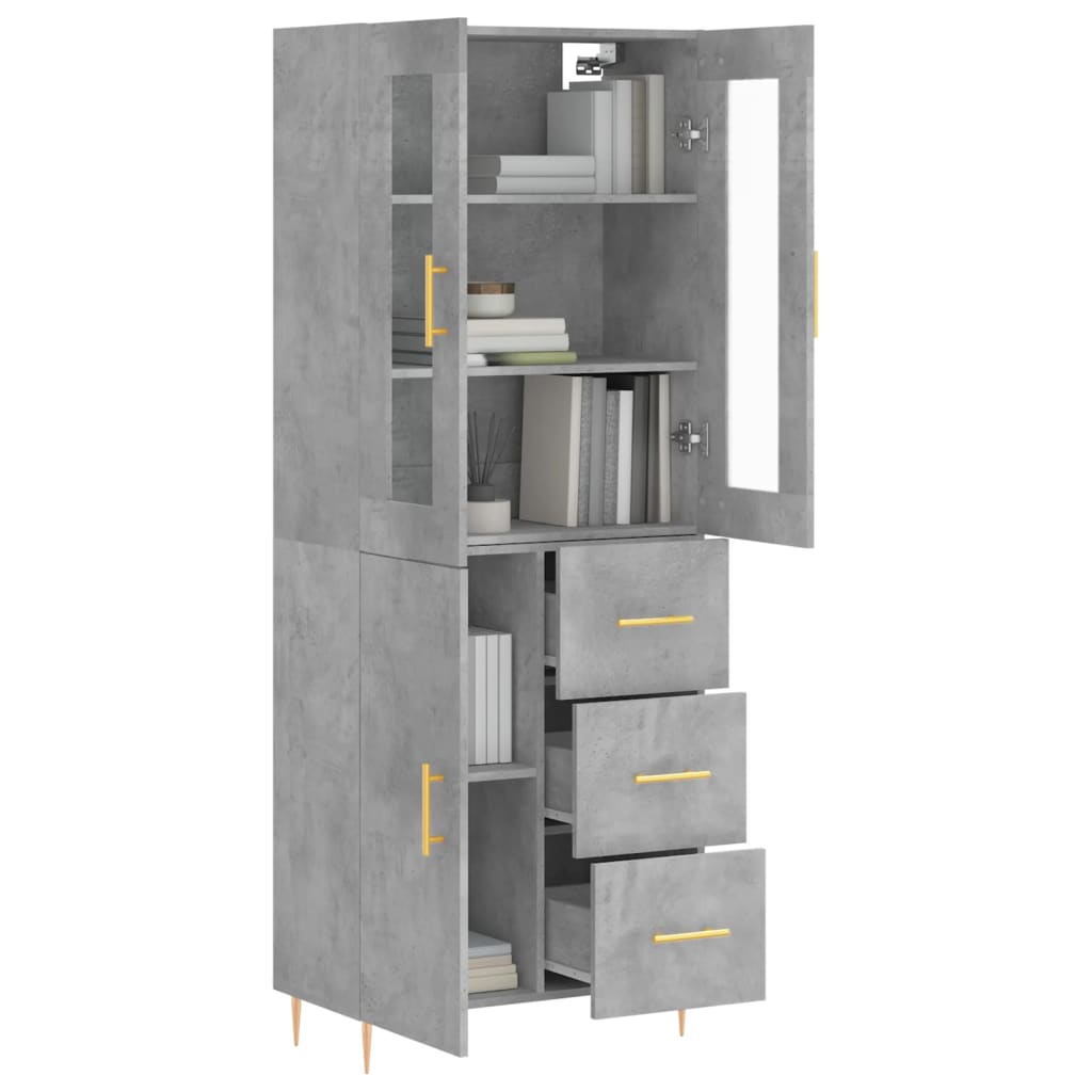 Tall cabinet, concrete gray, 69.5x34x180, composite wood