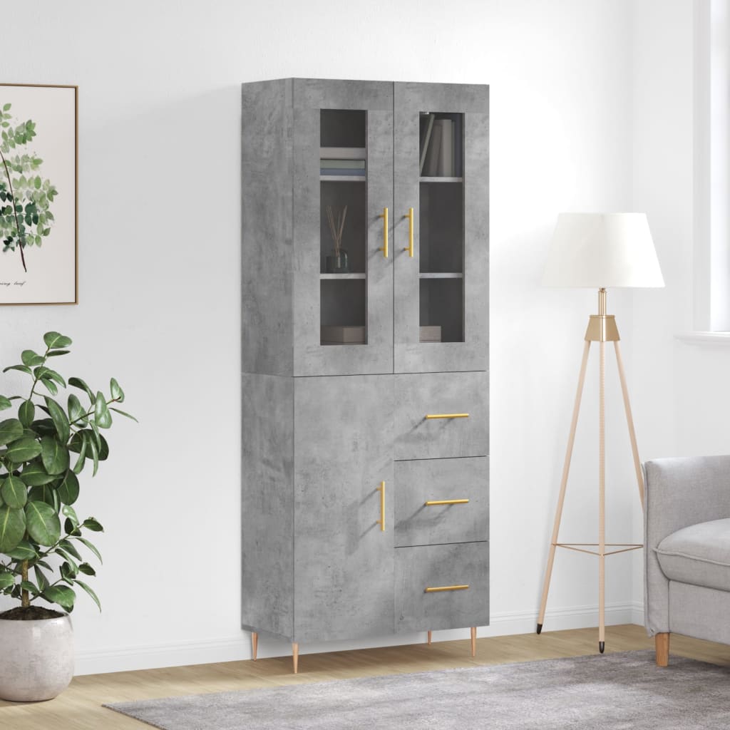 Tall cabinet, concrete gray, 69.5x34x180, composite wood