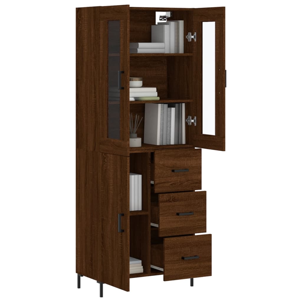 Tall cabinet, brown oak, 69.5x34x180 cm, composite wood