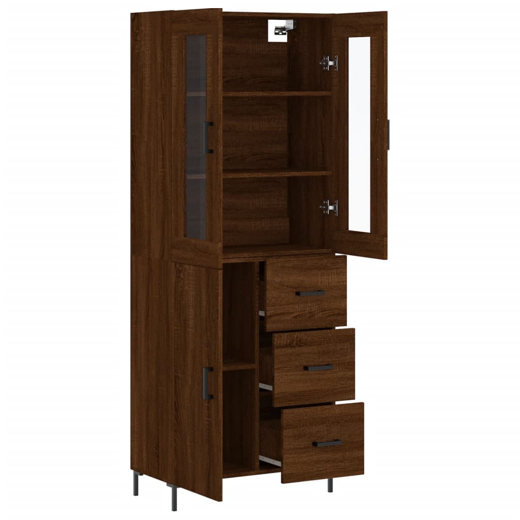 Tall cabinet, brown oak, 69.5x34x180 cm, composite wood