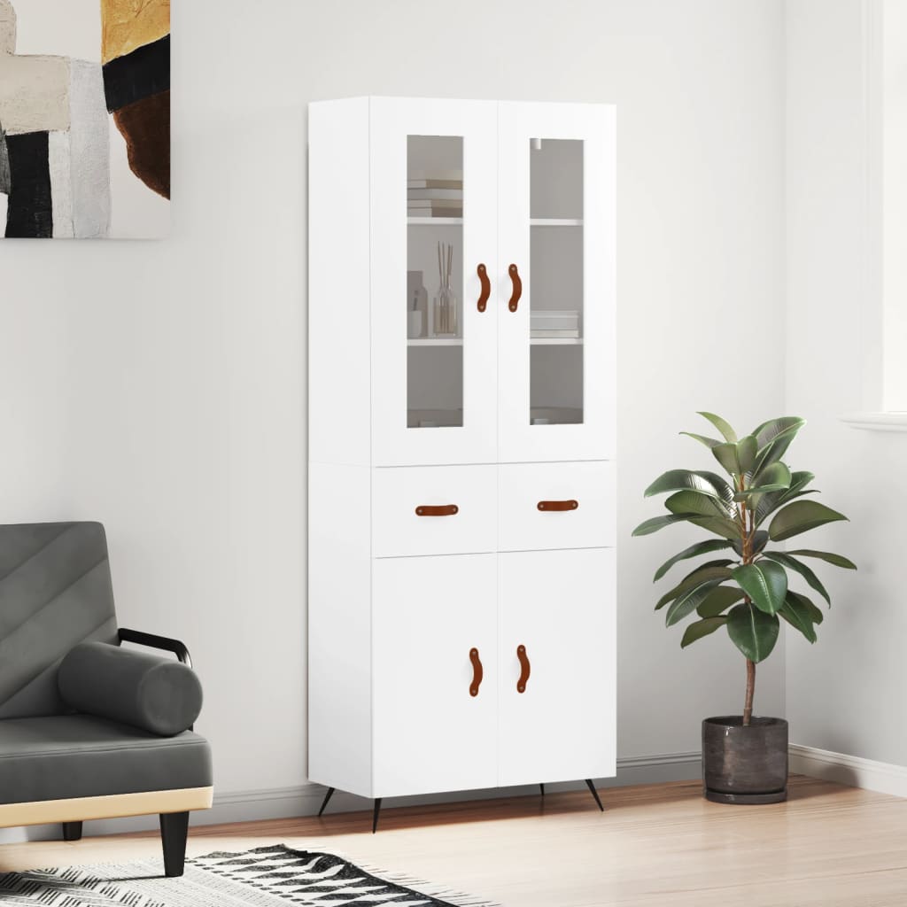 Tall cabinet, white, 69.5x34x180 cm, composite wood