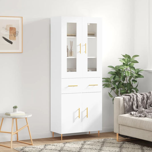 Tall cabinet, white, 69.5x34x180 cm, composite wood