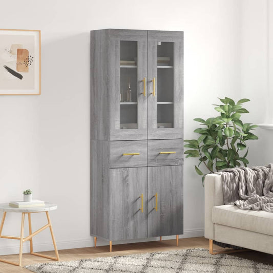 Tall cabinet, sonoma gray, 69.5x34x180 cm, composite wood