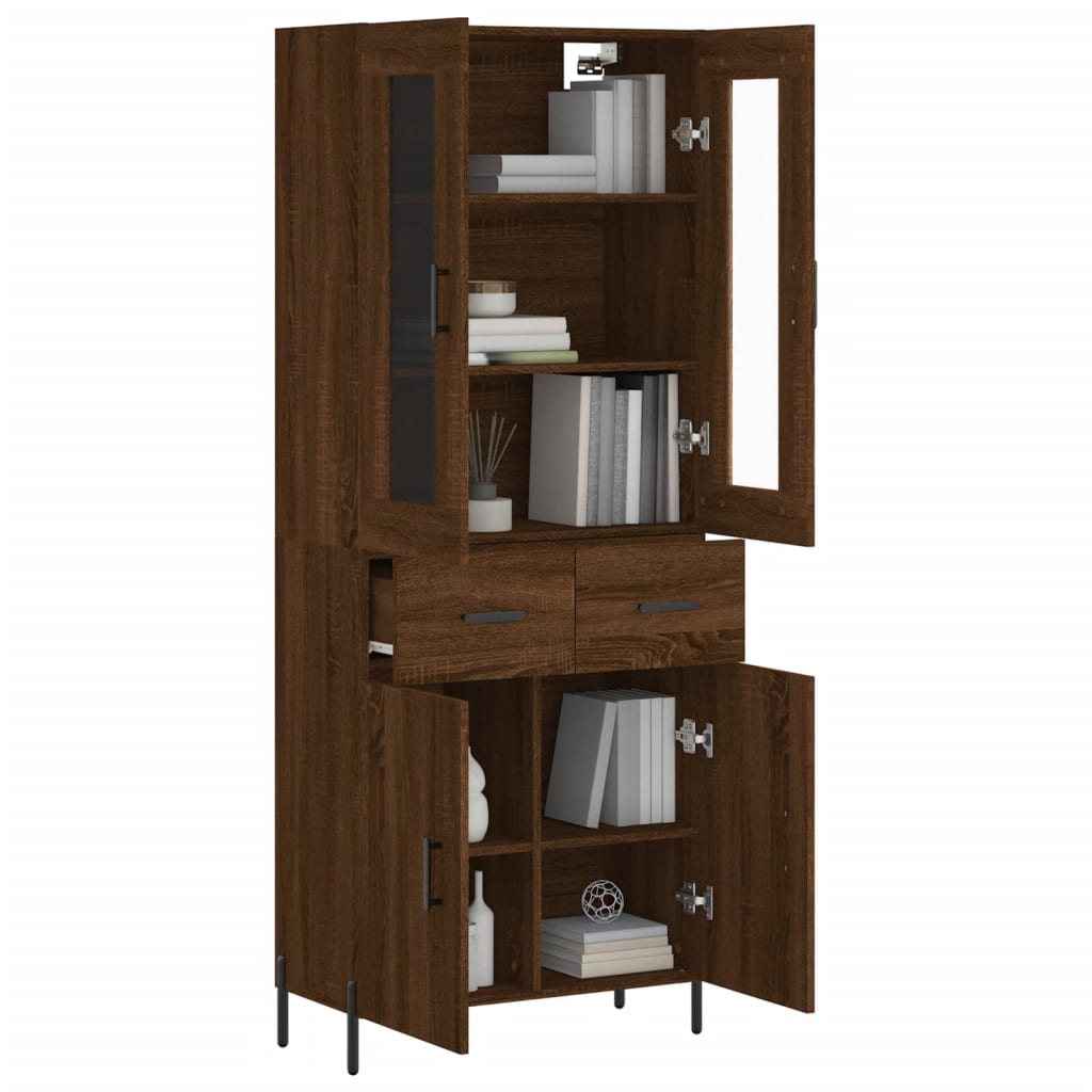 Tall cabinet, brown oak, 69.5x34x180 cm, composite wood