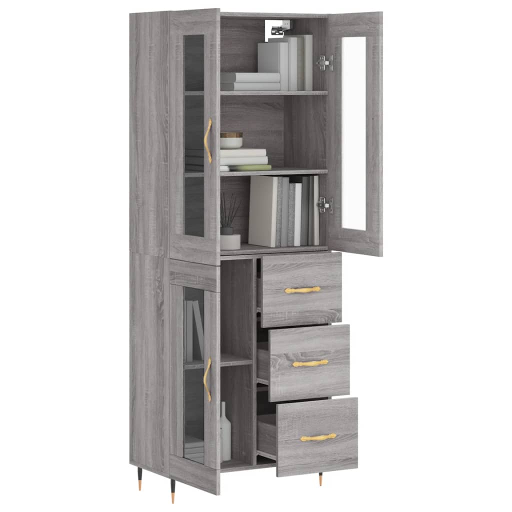 Tall cabinet, sonoma gray, 69.5x34x180 cm, composite wood