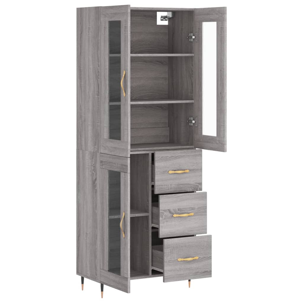 Tall cabinet, sonoma gray, 69.5x34x180 cm, composite wood