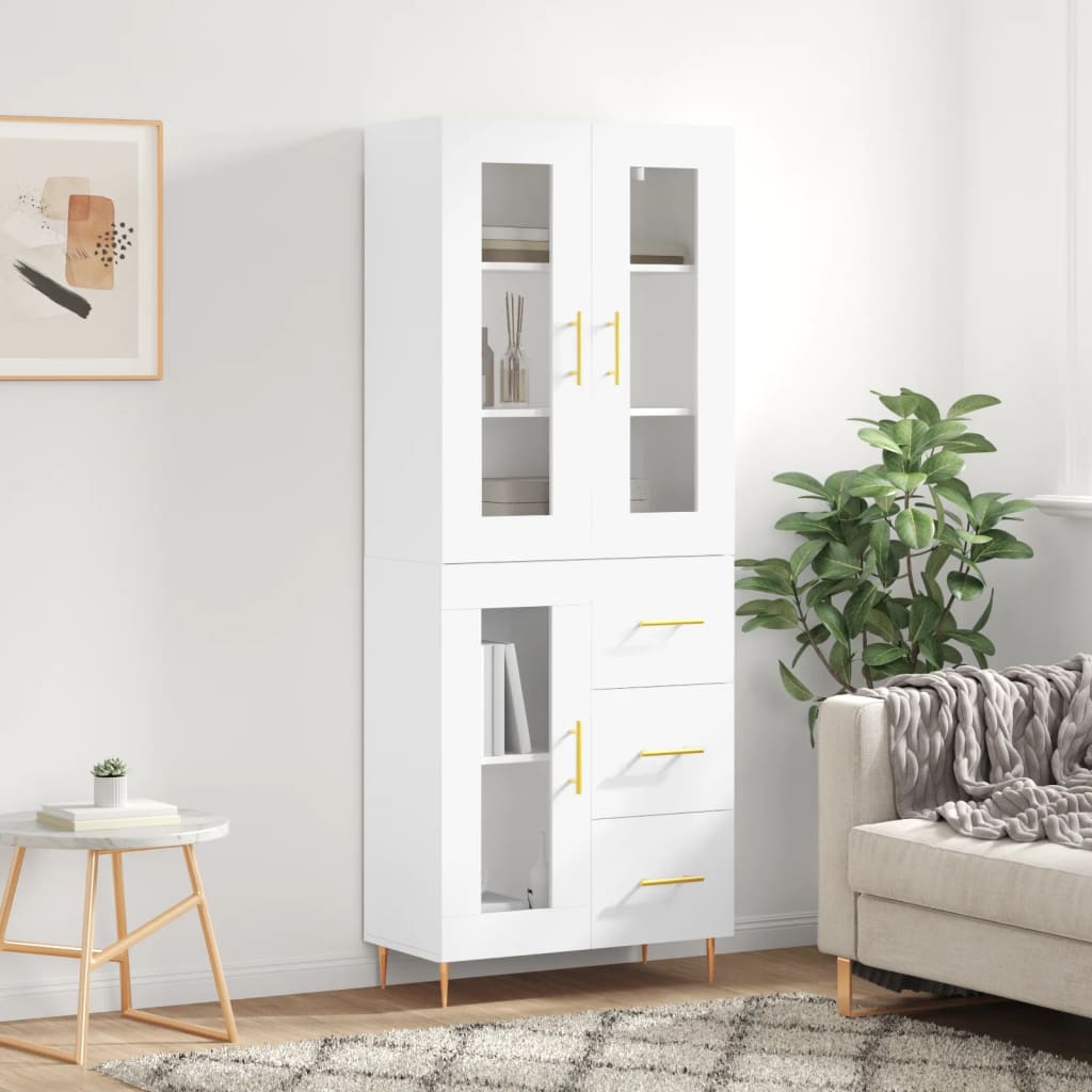 Tall cabinet, white, 69.5x34x180 cm, composite wood