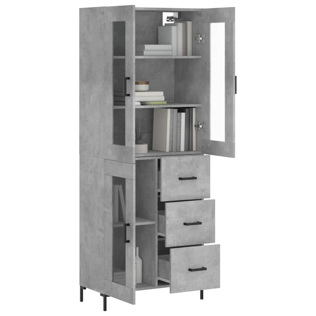 Tall cabinet, concrete gray, 69.5x34x180, composite wood