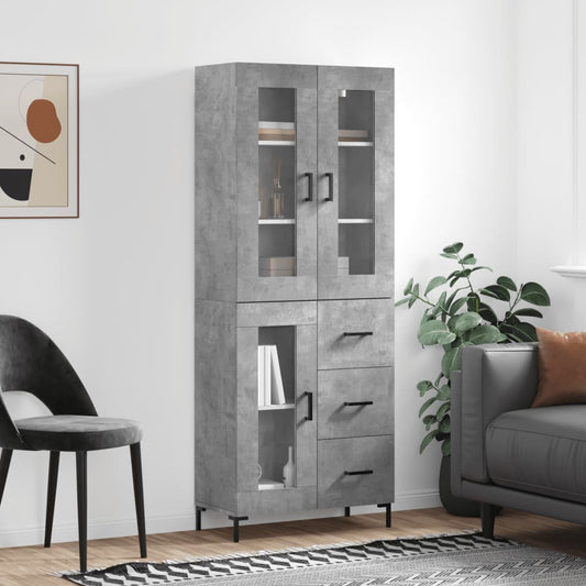 Tall cabinet, concrete gray, 69.5x34x180, composite wood