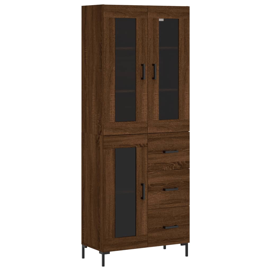 Tall cabinet, brown oak, 69.5x34x180 cm, composite wood