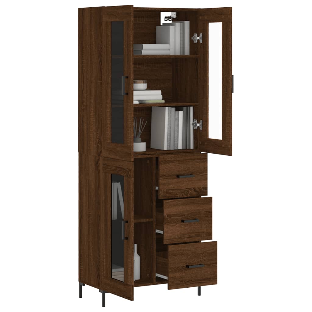 Tall cabinet, brown oak, 69.5x34x180 cm, composite wood