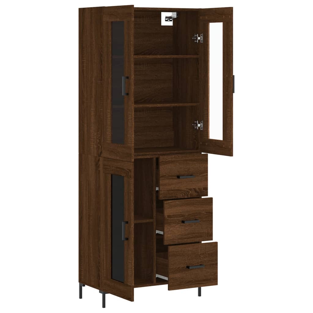 Tall cabinet, brown oak, 69.5x34x180 cm, composite wood