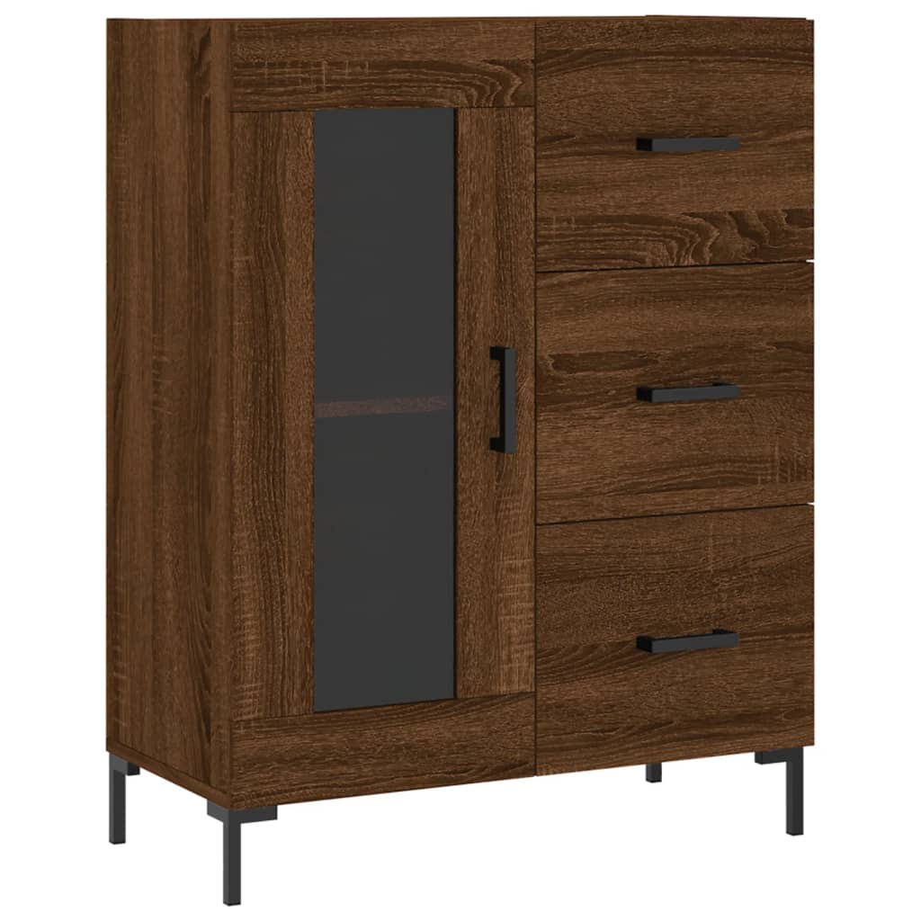 Tall cabinet, brown oak, 69.5x34x180 cm, composite wood