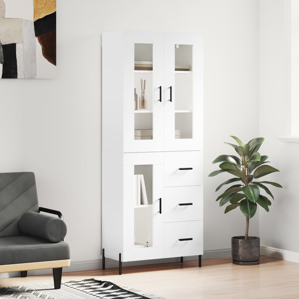 Tall cabinet, white, 69.5x34x180 cm, composite wood