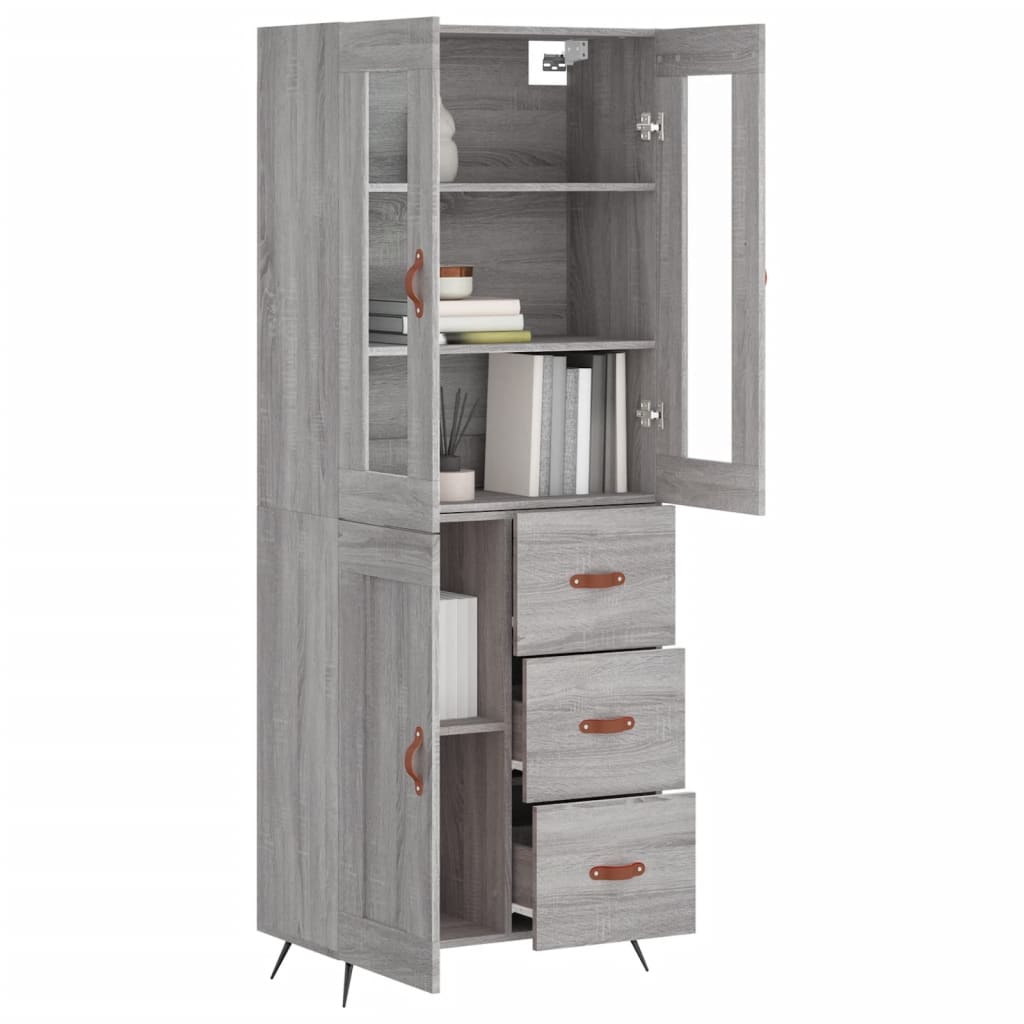 Tall cabinet, sonoma gray, 69.5x34x180 cm, composite wood