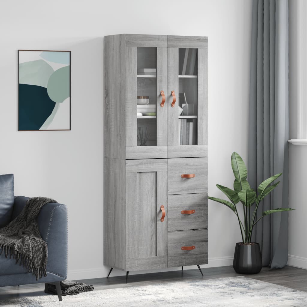 Tall cabinet, sonoma gray, 69.5x34x180 cm, composite wood