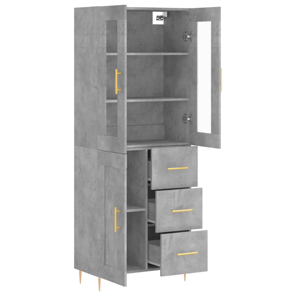 Tall cabinet, concrete gray, 69.5x34x180, composite wood