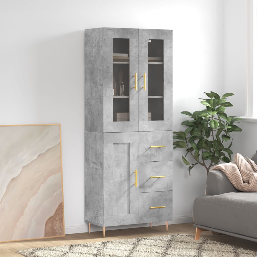 Tall cabinet, concrete gray, 69.5x34x180, composite wood