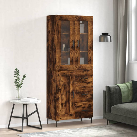 Tall cabinet, smoky oak, 69.5x34x180, composite wood