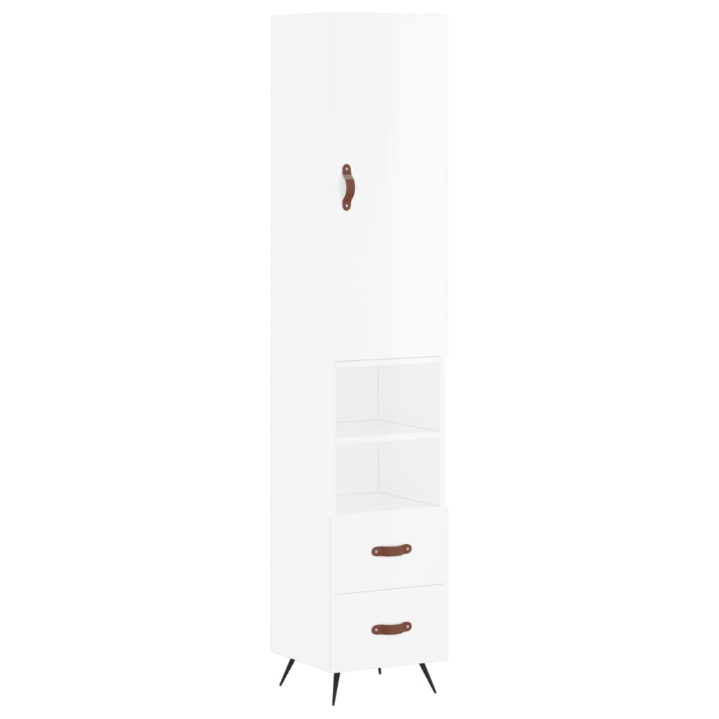 Tall cabinet, high-gloss white, 34.5x34x180 cm, engineered wood