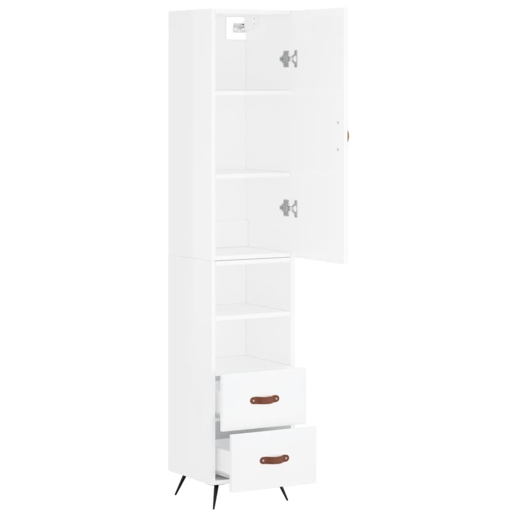 Tall cabinet, high-gloss white, 34.5x34x180 cm, engineered wood