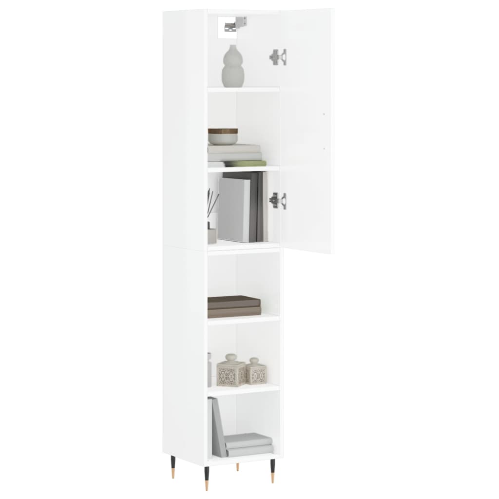 Tall cabinet, high-gloss white, 34.5x34x180 cm, engineered wood