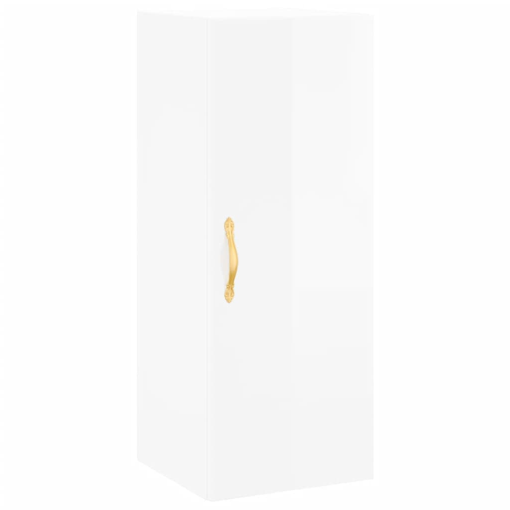 Tall cabinet, high-gloss white, 34.5x34x180 cm, engineered wood