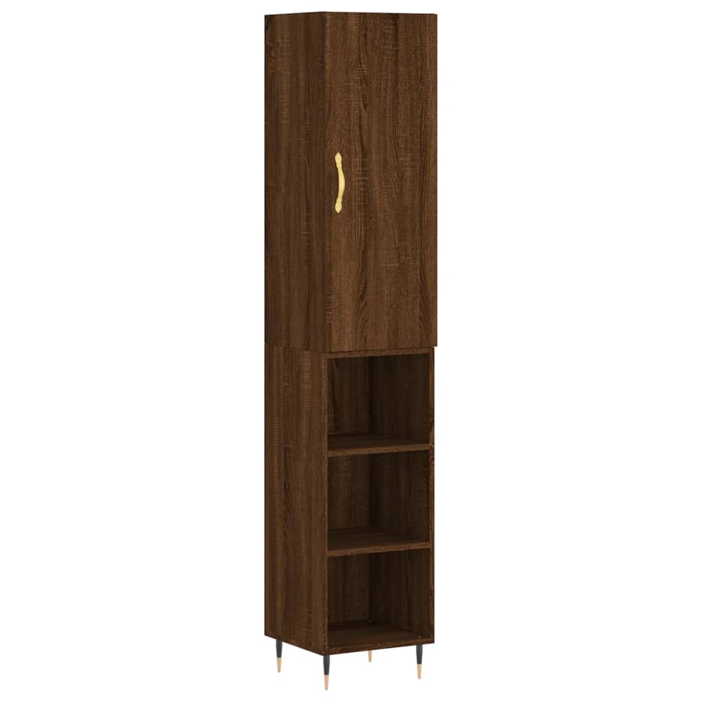 Tall cabinet, brown oak, 34.5x34x180 cm, processed wood