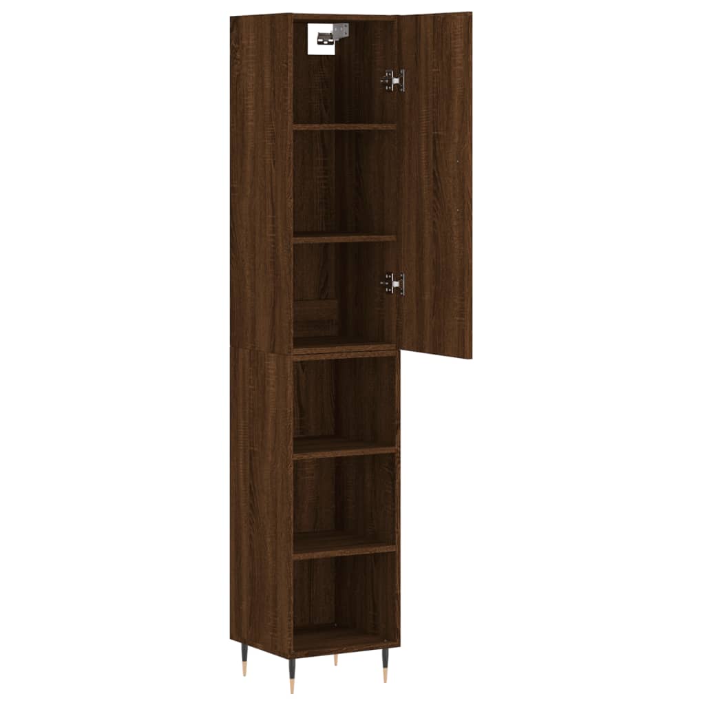 Tall cabinet, brown oak, 34.5x34x180 cm, processed wood