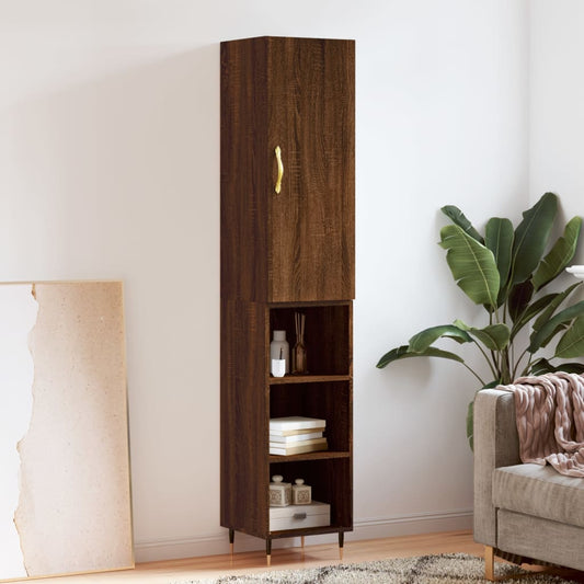 Tall cabinet, brown oak, 34.5x34x180 cm, processed wood