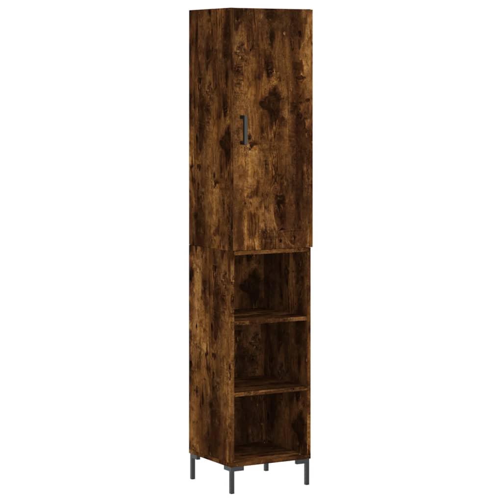 Tall cabinet, smoky oak, 34.5x34x180 cm, processed wood