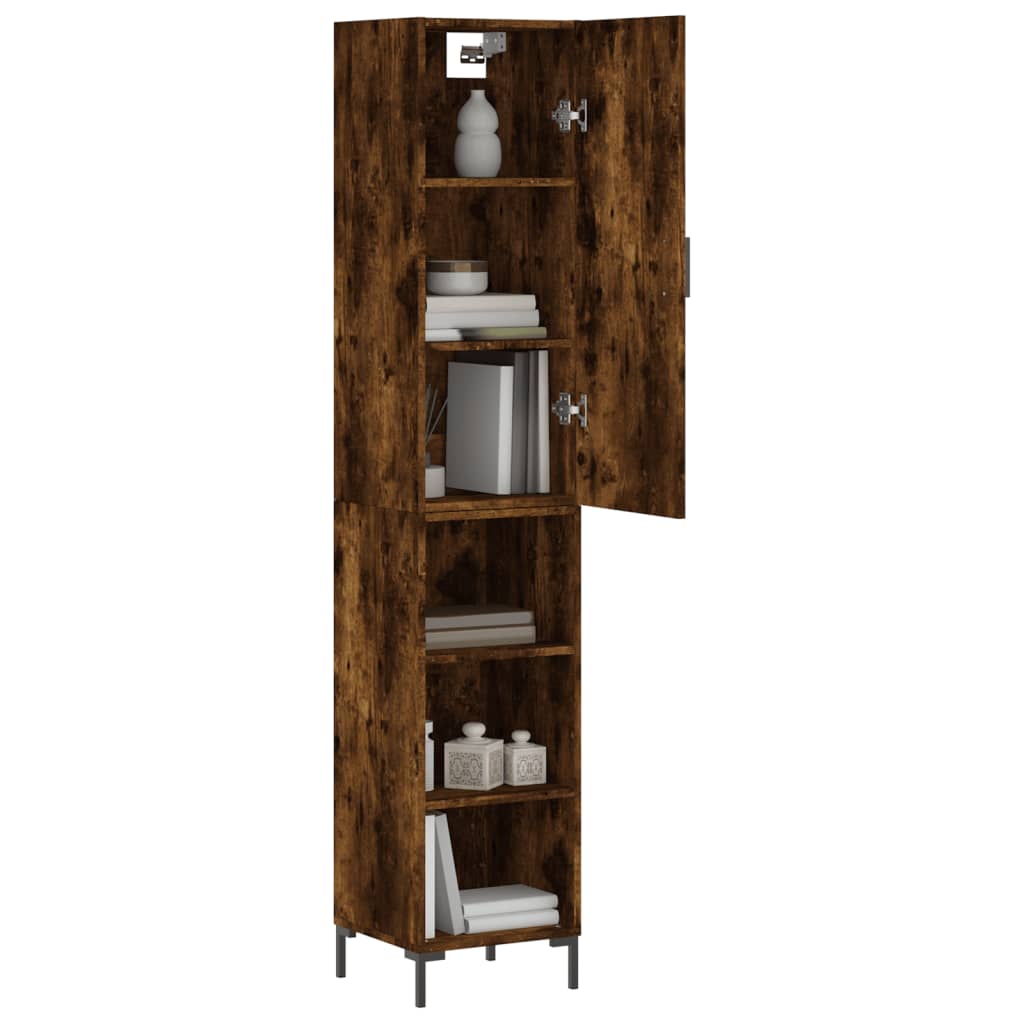 Tall cabinet, smoky oak, 34.5x34x180 cm, processed wood