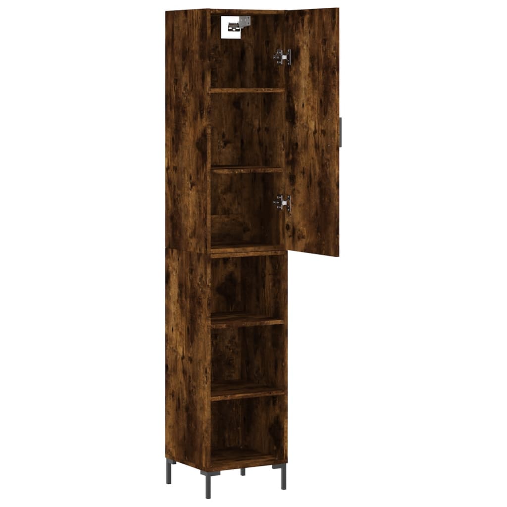 Tall cabinet, smoky oak, 34.5x34x180 cm, processed wood