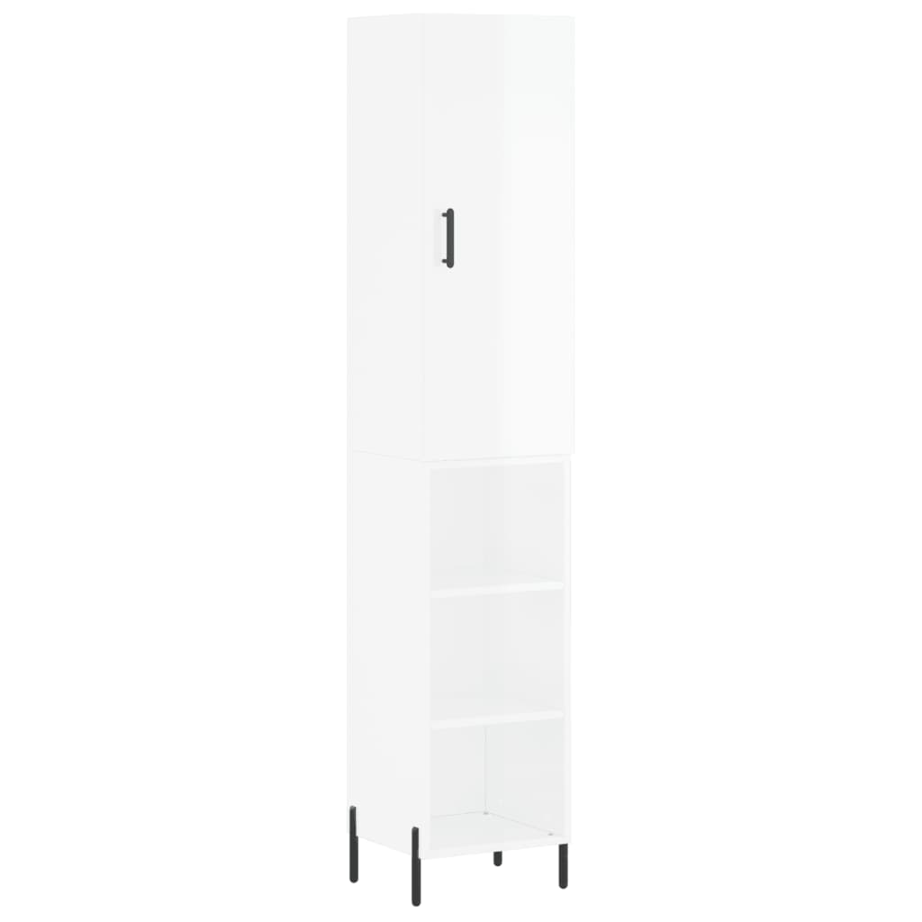 Tall cabinet, high-gloss white, 34.5x34x180 cm, engineered wood