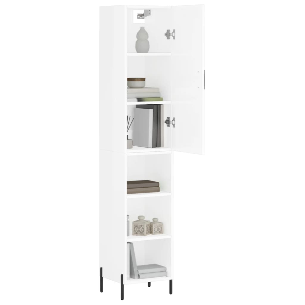 Tall cabinet, high-gloss white, 34.5x34x180 cm, engineered wood